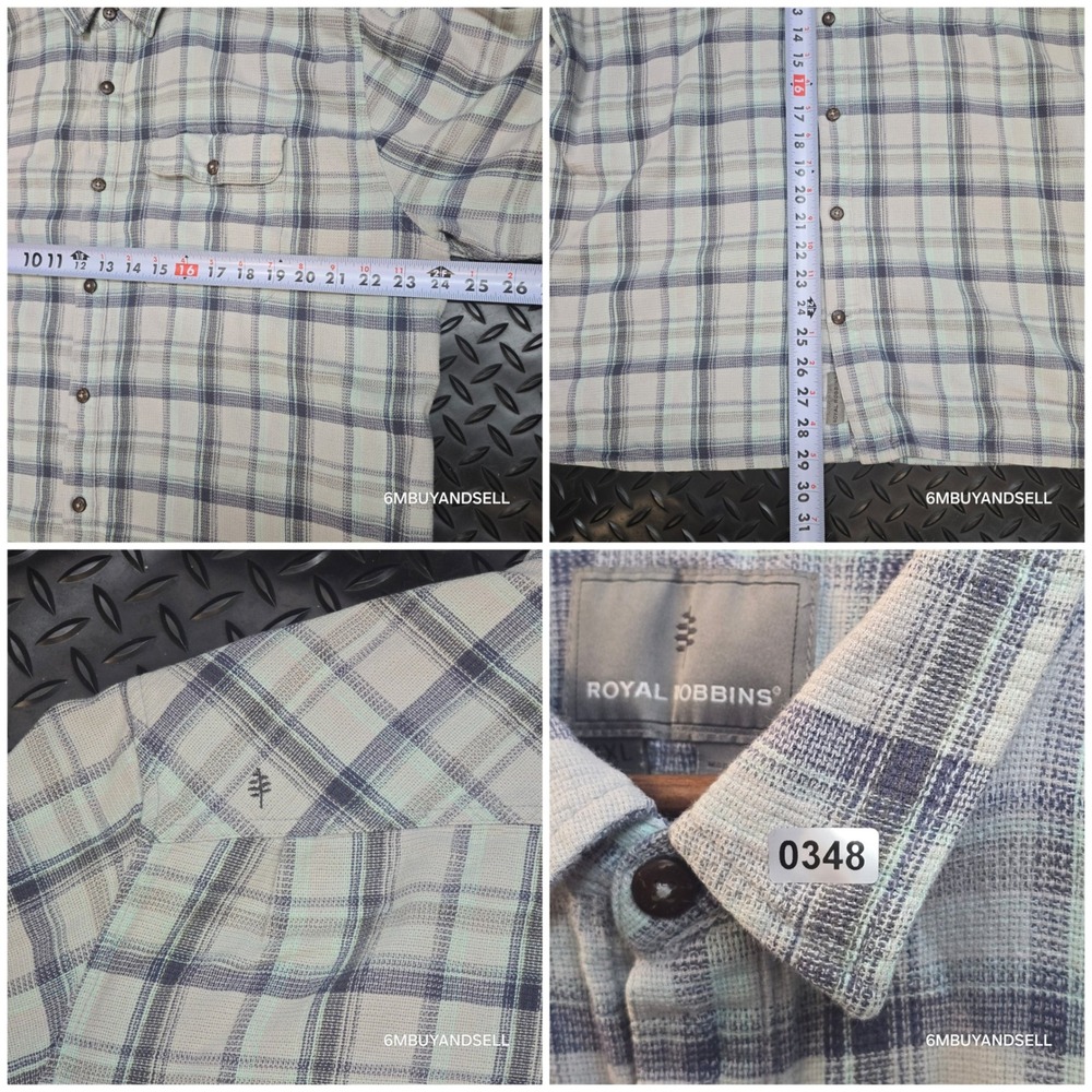 Royal Robbins Mens XL Blue Green Plaid Organic Cotton Relaxed Fit Shirt Y721005 - Picture 7 of 12